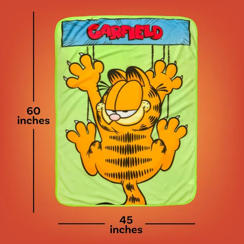 Miniatura 2 de Silver Buffalo Garfield Hanging On - Manta de forro polar de 45 x 60 pulgadas, suave y acogedora, 180 GSM Garfield colgando
