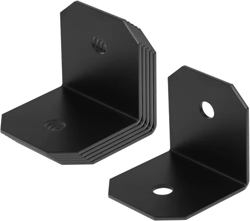 Miniatura 3 de Paquete de 6 soportes de ángulo recto de acero en L de 3 pulgadas de largo x 3 pulgadas de ancho x 3-1/4 pulgadas de alto, soportes de esquina negros