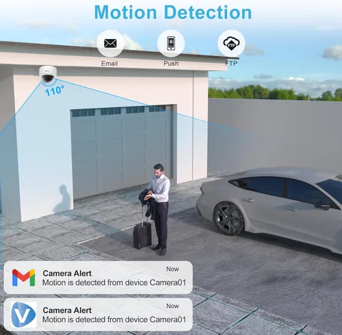 Miniatura 2 de Anpviz Cámara domo IP PoE de 4MP con micrófono/audio, cámara de seguridad IP para exteriores e interiores, visión nocturna de 98 pies, impermeable