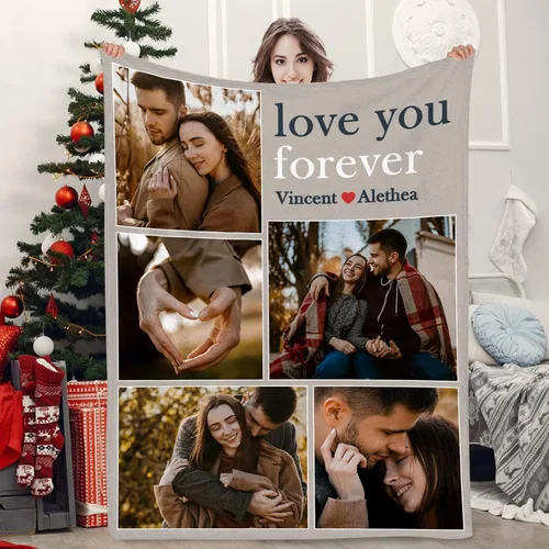 Miniatura 19 de SalaGraphics Manta personalizada con fotos, texto, regalos personalizados para parejas, mantas con fotos con mis propias fotos, mantas 5 Fotos