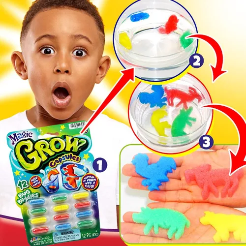 Miniatura 2 de JA-RU Magic Grow Cápsulas para niños (paquete de 2, 24 cápsulas surtidas) Juguetes de cultivo de agua, criaturas marinas de espuma, dinosaurios