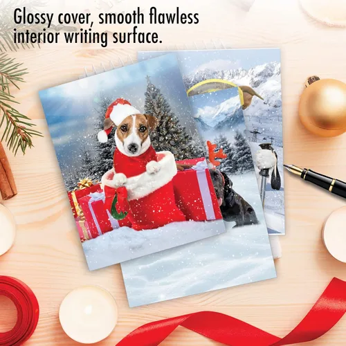 Miniatura 5 de The Best Card Company - 20 adorables tarjetas de felicitación navideñas (4 x 5.12 pulgadas) - Saludos de cachorros a granel, surtidos