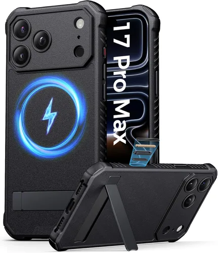 Miniatura 11 de ASAFCASE Funda magnética para iPhone 17 Pro Max, soporte integrado, compatible con MagSafe, protección contra caídas de grado militar, botón