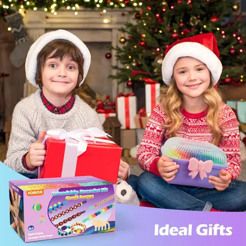 Miniatura 8 de IQBOX Kit de fabricación de pulseras, artes y manualidades para niñas de 8 a 12 años, telar de tejido, bandas de arco iris, juguetes de bricolaje