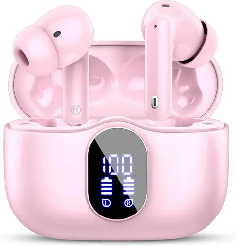 Miniatura 13 de Auriculares inalámbricos, Auriculares Bluetooth 5.4 con graves estéreo, Auriculares intrauriculares con micrófono de cancelación de ruido y pantalla