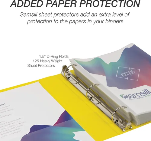 Miniatura 330 de Samsill - Carpeta duradera de 5 pulgadas, fabricada en los Estados Unidos, con anillos en D, transparente y personalizable, color blanco