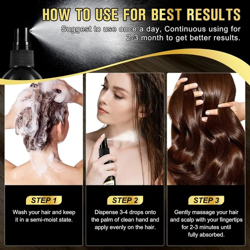 Miniatura 6 de Spray de agua de arroz negro orgánico para el crecimiento del cabello, una solución con aceite de ricino y extracto de raíz de jengibre para cabello