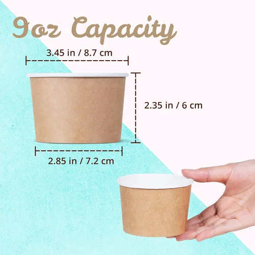 Miniatura 3 de MATICAN Vasos de papel para helado, 50 cuencos de postre desechables de 9 onzas para alimentos calientes o fríos, suministros de fiesta de 9 onzas