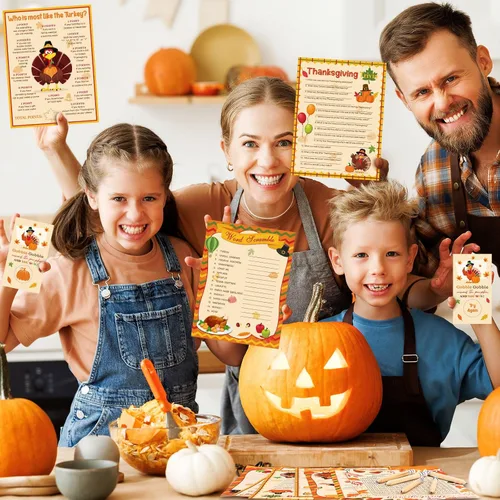 Miniatura 6 de Harloon Juego de 172 piezas de juegos de Acción de Gracias con lápices para familia y adultos, pavo, otoño, calabaza, búsqueda de palabras, juego