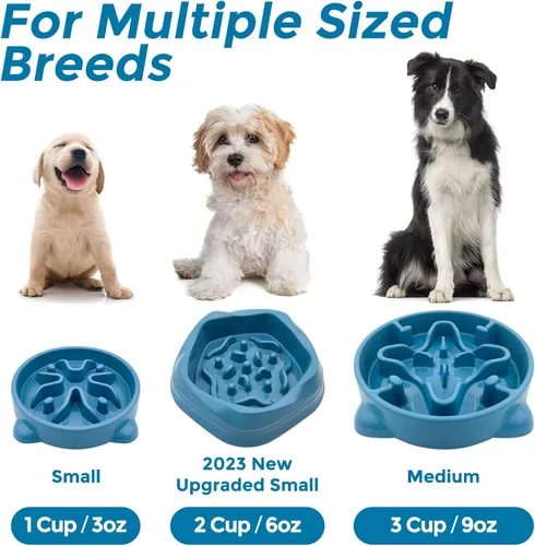 Miniatura 5 de VANNON Paquete de 2 cuencos de alimentación lenta para perros, cuencos antideslizantes y duraderos para cachorros y perros pequeños, sin BPA, 1 taza