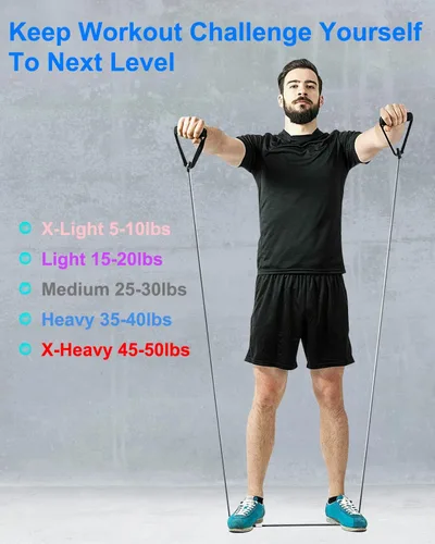 Miniatura 3 de Banda de ejercicio de resistencia con asas, banda de entrenamiento para terapia física, entrenamiento de fuerza, gimnasio en casa, fitness