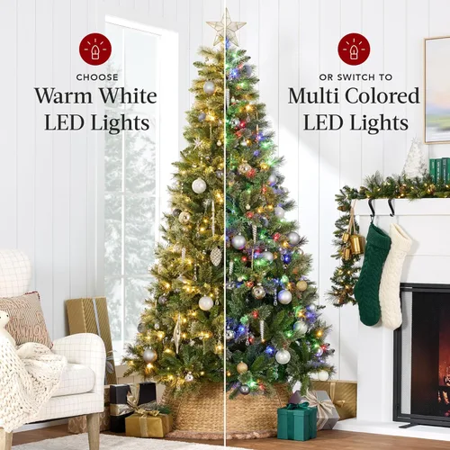 Miniatura 4 de Best Choice Products Árbol de Navidad de Pino Escocés Preiluminado de 6 pies, Decoración Navideña Artificial Premium Predecorada con 946 Puntas