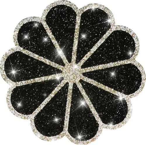 Miniatura 14 de Juego de 1 mantel individual redondo en negro, manteles individuales brillantes resistentes al calor, lavables, para cena, cocina, boda, decorativos