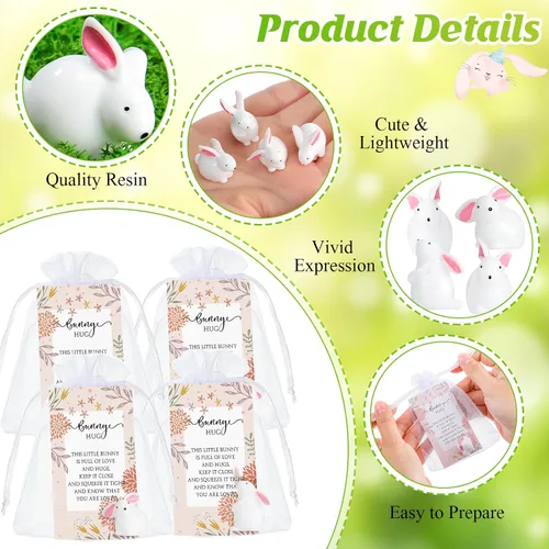 Miniatura 3 de Tatuo 48 juegos de mini conejitos de Pascua, mini figuras de conejo, suministros de boda, decoración de pastel, tarjetas de conejito motivacional