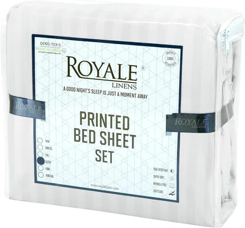 Miniatura 9 de ROYALE LINENS Juego de sábanas de 3 piezas individual XL, microfibra suave cepillada de 1800, 1 sábana bajera, 1 sábana encimera, 1 funda de Rayas