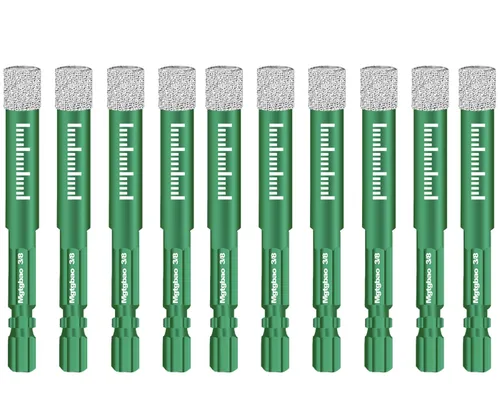 Miniatura 16 de Juego de 6 brocas de diamante seco de 1/2", 6 brocas de núcleo con vástago hexagonal de 12mm soldadas con cera de enfriamiento para azulejos