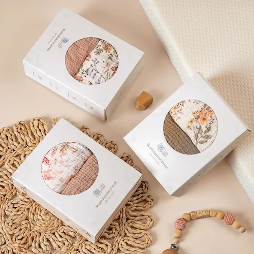 Miniatura 77 de lulumoon Sábanas de muselina para moisés para bebé: sábanas ajustables suaves para moisés de cabecera para niños y niñas Oliva y Crema
