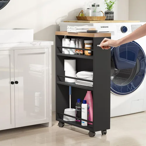 Miniatura 3 de Tribesigns Carrito de Almacenamiento Delgado con Ruedas, Carrito de Cocina Estrecho Rodante sobre Ruedas para Espacios Pequeños, Carrito Utilitario