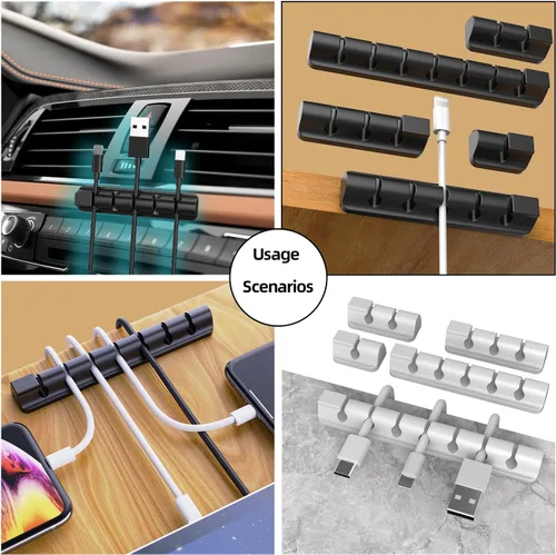 Miniatura 3 de Organizador de cables de organización de cables, clips magnéticos para cables, soporte de alambre adhesivo para debajo del escritorio, mesita