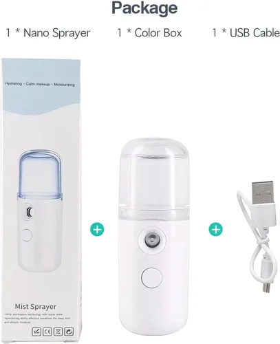 Miniatura 3 de Rociador de nano niebla portátil para el hogar, oficina, coche, niebla facial hidratante y cuidado de la piel (blanco)