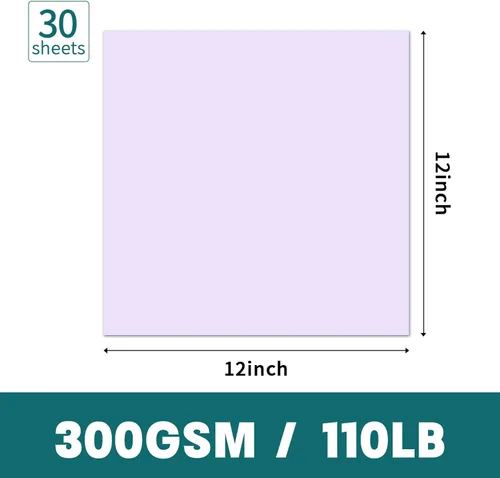 Miniatura 2 de YINUOYOUJIA Cartulina 12 x 12" de papel grueso, papel de construcción 300 g/m²/110 lb 30 hojas de cartulina púrpura