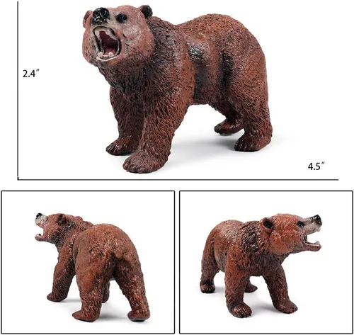Miniatura 5 de UANDME Grizzly Bear - Juego de figuras familiares de oso de bosque de plástico para aprendizaje de ciencias de la naturaleza, suministros de fiesta