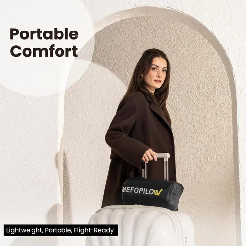 Miniatura 8 de Almohada de viaje de espuma viscoelástica con funda lavable y bolsa de transporte, almohada de cuello compacta, suave y transpirable para avión