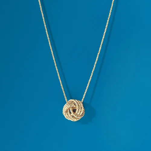 Miniatura 5 de Ross-Simons - Collar texturado con nudo del amor de oro amarillo italiano de 14 qts