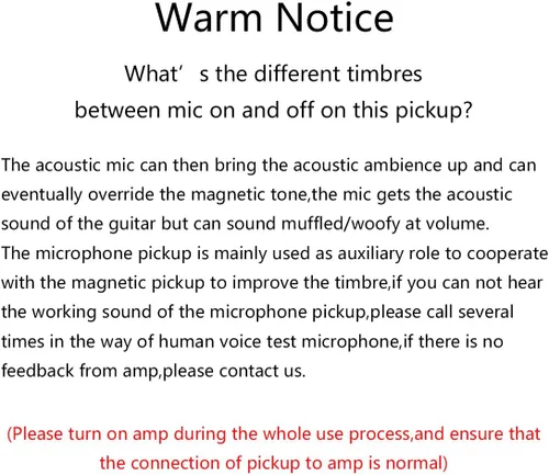Miniatura 7 de Pastilla inalámbrica para guitarra acústica magnética recargable y micrófono pastilla de boca de sonido para guitarra acústica con control de Negro