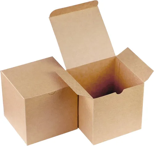 Xxcxpark 48 cajas de regalo marrones de 4 x 4 x 4 pulgadas, caja decorativa de regalo de regalo con tapa para manualidades, cubos, cupcakes, cajas