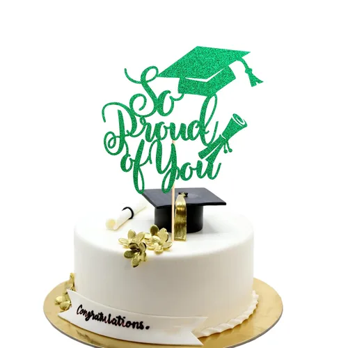 Miniatura 30 de Arthsdite 1 Pieza Decoración para Pastel de Graduación con Purpurina Dorada "So Proud of You" - 2025 Graduado Felicitaciones Senior Decoración