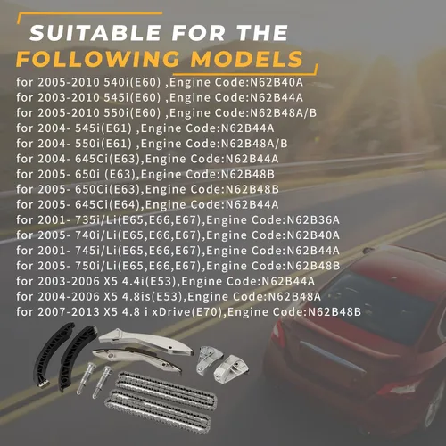 Miniatura 2 de Kit de cadena de distribución del motor, adecuado para 550i 645ci 650ci 735i 740i 745i 750i X5 N62B 4.8L, juego de cadena de distribución automotriz