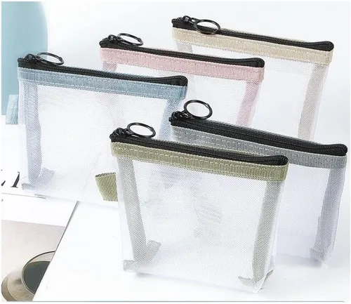 Miniatura 5 de 2 mini bolsas de maquillaje, bolsas de malla con cremallera, bolsa de maquillaje pequeña portátil para mujeres, bolsa de cosméticos de viaje, mini