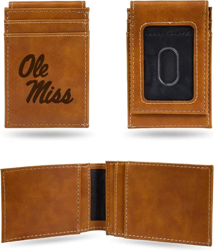 Miniatura 142 de Cartera de bolsillo frontal grabada con láser NCAA - Compacta/Cómoda/Delgada