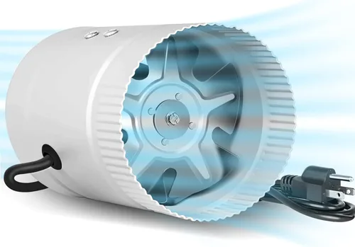 iPower Ventilador de conducto de refuerzo en línea de 4 pulgadas, ventilador de ventilación de escape HVAC con bajo ruido para baños, cocinas,