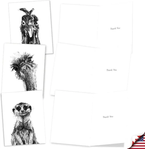 Miniatura 2 de The Best Card Company - 10 tarjetas de agradecimiento en caja con sobres, juego de papelería de agradecimiento de animales para hombres, mujeres