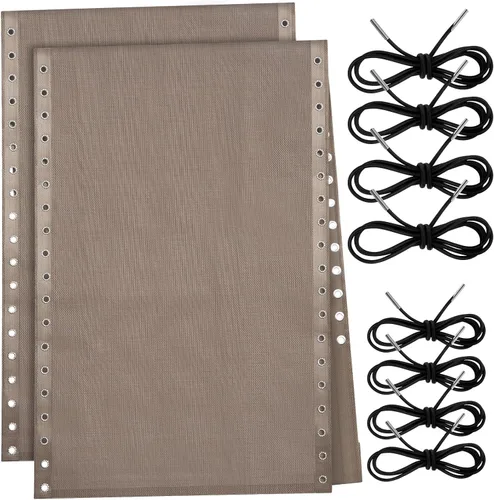 Miniatura 9 de Queekay 2 piezas de tela de repuesto para sillas de gravedad con 8 cuerdas elásticas, kit de reparación de sillas de patio de malla para patio, Negro