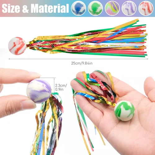 Miniatura 2 de 20 bolas de cometa con serpentinas coloridas, bolas de goma para recuerdos de fiesta de cumpleaños, cesta de Pascua relleno de bolsas de golosinas