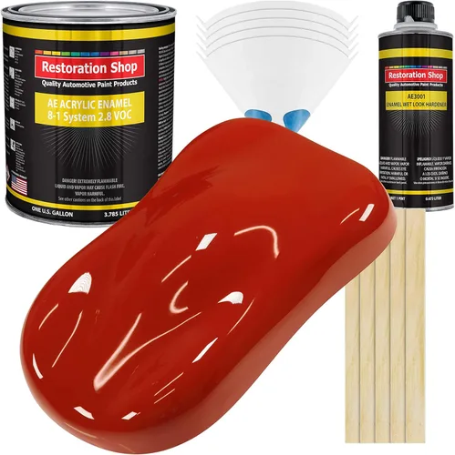 Miniatura 30 de Restoration Shop - Pintura de esmalte acrílico Monza Red para autos - Kit completo de pintura de galón - Recubrimiento profesional de alta Rojo