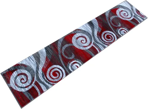 Miniatura 2 de Masada Rugs, Stephanie Collection 1103 - Alfombra de área moderna y contemporánea, color rojo, gris y blanco (2 pies 4 pulgadas x 11 pies), largo