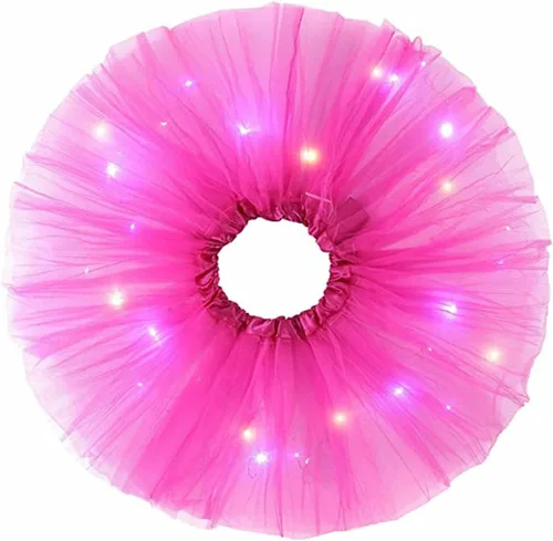 Miniatura 20 de Faldas de tutú LED para mujer, falda de tul con capas para baile de ballet, faldas iluminadas para disfraz de fiesta
