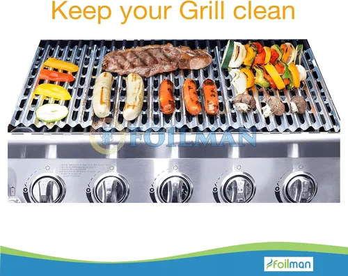 Miniatura 8 de Foilman Revestimientos de aluminio desechables de alta resistencia, hojas de cocina antiadherentes de 12 x 20 pulgadas para barbacoa, protegen