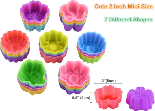 Miniatura 3 de Vasos de silicona reutilizables para hornear, forros de silicona de tamaño mini de 2 pulgadas para hornear, forros reutilizables para muffins