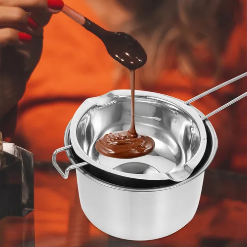 Miniatura 3 de Juego de ollas de doble caldera de acero inoxidable para derretir chocolate caramelo vela jabón y cera – 20.3 fl oz interior 6.3 in exterior olla