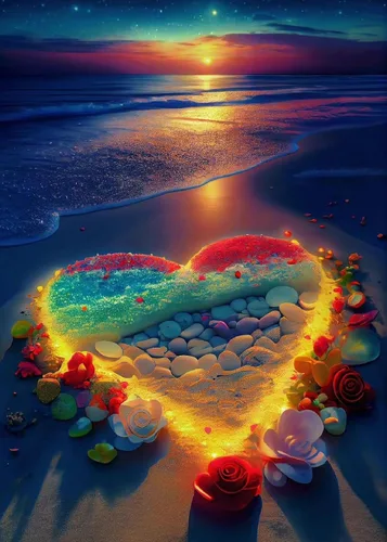 Miniatura 6 de KINPLUB Kits de pintura de diamantes de playa para adultos, kits de arte de diamantes de corazón de flores, arte de diamantes 5D, pintura de Love