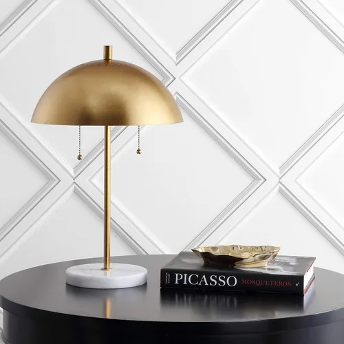 Miniatura 8 de JONATHAN Y Lámpara de mesa LED de 20.7 pulgadas de mármol dorado/blanco con 2 luces para decoración moderna de noche, lámpara de escritorio