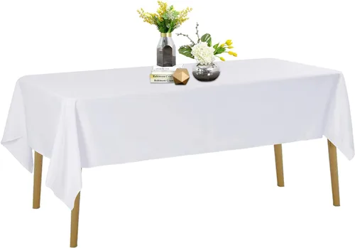 Miniatura 27 de Mantel de poliéster lavable de 90 pulgadas, resistente a las manchas y a las arrugas, mantel decorativo para mesa de comedor, fiestas de bufé y Negro