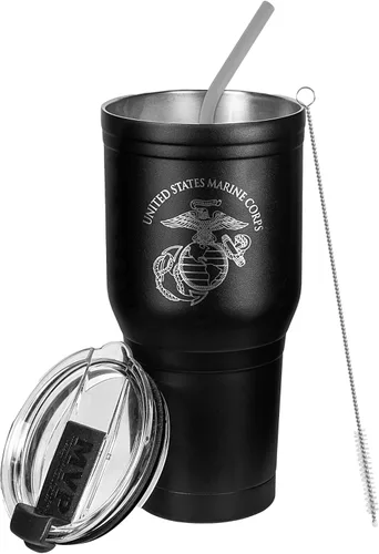 Miniatura 5 de Military Gift Shop USMC - Taza de viaje de café de 30 onzas, vaso de café aislado al vacío de doble pared, taza de café de acero inoxidable con tapa