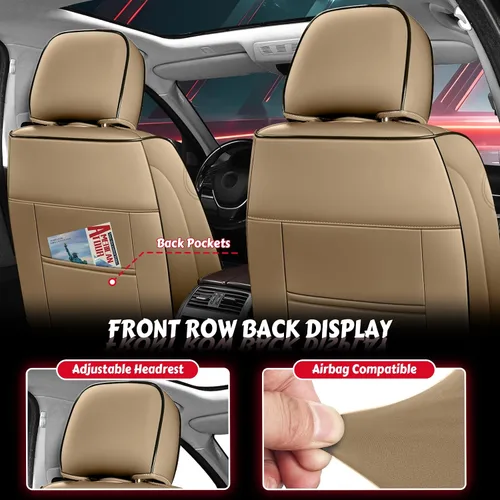 Miniatura 2 de Juego completo de fundas de asiento de automóvil Toyota Tundra, fundas de asiento de cuero para automóvil, función de curación del dolor muscular