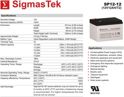 Miniatura 3 de SigmasTek Razor MX650 Dirt Rocket - Batería compatible con 3 unidades, 12 V, 12 Ah F2
